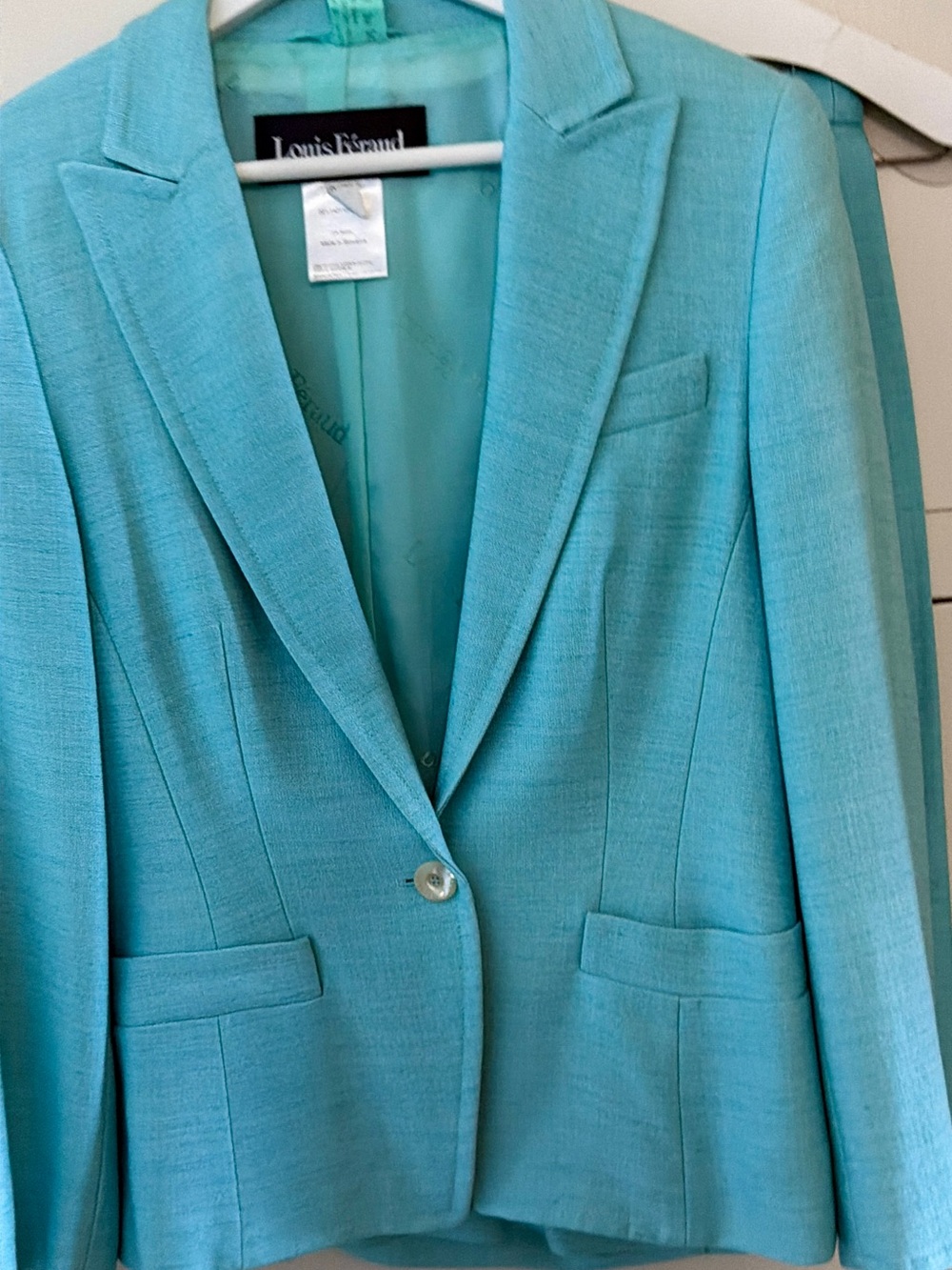 Louis Feraud Teal Tailored Women's Skirt Suit